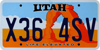UT license plate X364SV