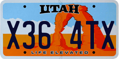 UT license plate X364TX