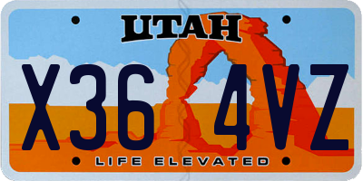 UT license plate X364VZ