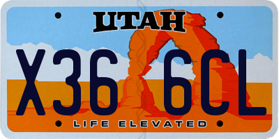 UT license plate X366CL