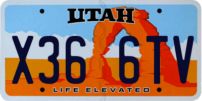 UT license plate X366TV