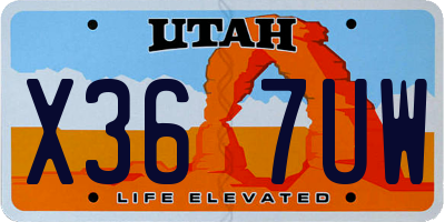 UT license plate X367UW