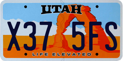 UT license plate X375FS