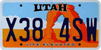 UT license plate X384SW