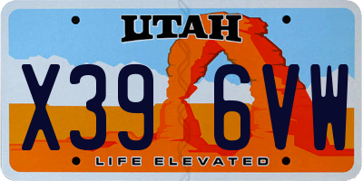 UT license plate X396VW