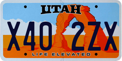 UT license plate X402ZX