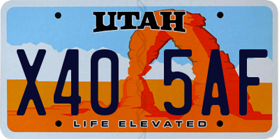 UT license plate X405AF