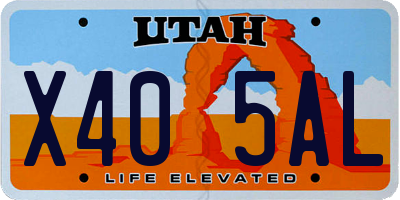 UT license plate X405AL