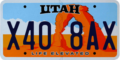 UT license plate X408AX