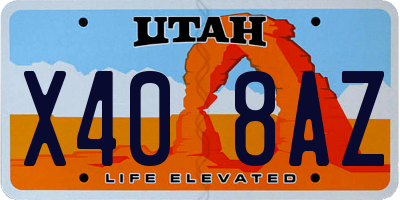 UT license plate X408AZ