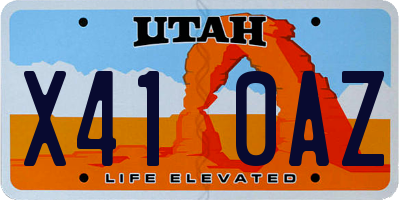 UT license plate X410AZ