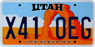 UT license plate X410EG