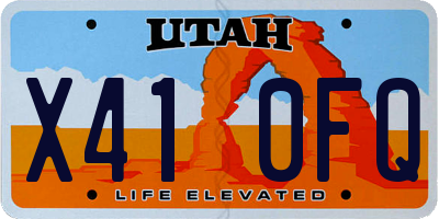 UT license plate X410FQ