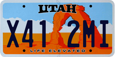 UT license plate X412MI