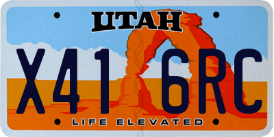 UT license plate X416RC
