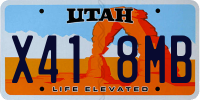 UT license plate X418MB