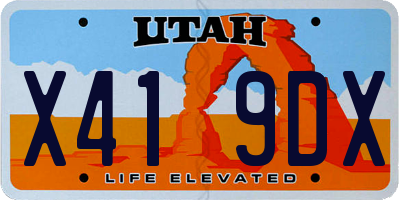 UT license plate X419DX