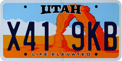 UT license plate X419KB