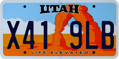 UT license plate X419LB