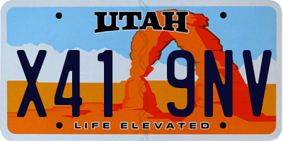 UT license plate X419NV