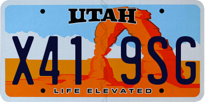 UT license plate X419SG