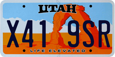 UT license plate X419SR