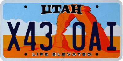 UT license plate X430AI