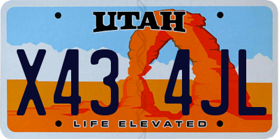 UT license plate X434JL