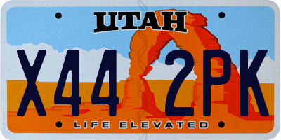 UT license plate X442PK