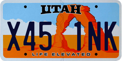 UT license plate X451NK