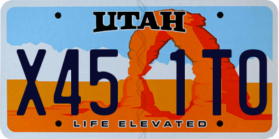 UT license plate X451TO