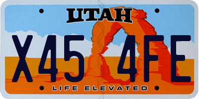 UT license plate X454FE