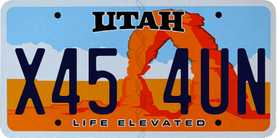 UT license plate X454UN