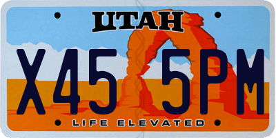 UT license plate X455PM
