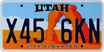 UT license plate X456KN