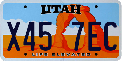 UT license plate X457EC