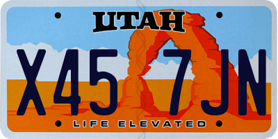UT license plate X457JN