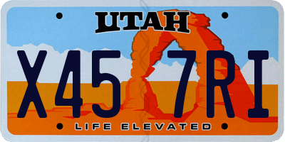 UT license plate X457RI