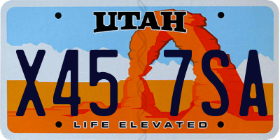 UT license plate X457SA