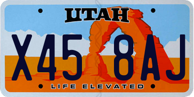 UT license plate X458AJ
