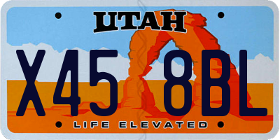 UT license plate X458BL