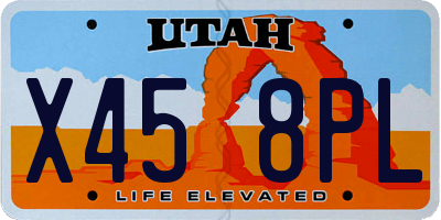 UT license plate X458PL