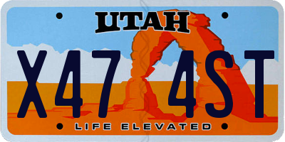 UT license plate X474ST