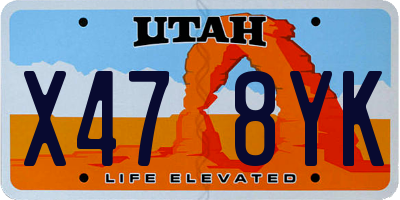 UT license plate X478YK