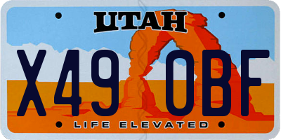 UT license plate X490BF