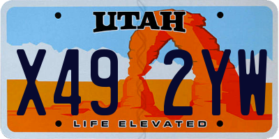 UT license plate X492YW