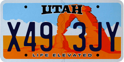 UT license plate X493JY