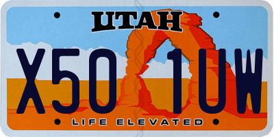 UT license plate X501UW