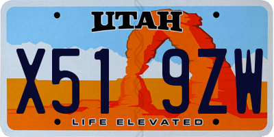 UT license plate X519ZW