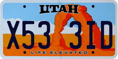 UT license plate X533ID